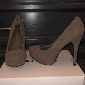 Grey suede heels